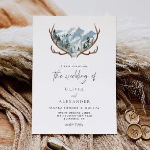 Convite Casamento Rustic Antlers Mountain