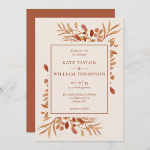 Convite Casamento Rustic Autumn Fall Terracotta