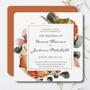 Convite Casamento Rustic Autumn Floral Watercolor