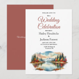 Convite Casamento Rustic Autumn Lakeside Forest