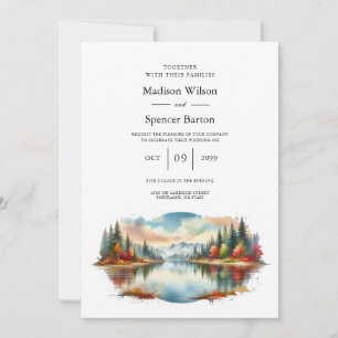 Convite Casamento Rustic Autumn Lakeside Forest