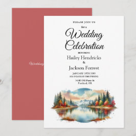 Convite Casamento Rustic Autumn Lakeside Forest