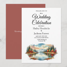 Convite Casamento Rustic Autumn Lakeside Forest