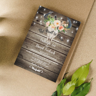Convite Casamento Rustic Barn Floral Antler Hunt Noturno