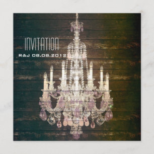 Convite Casamento Rustic Barn Wood Chandelier