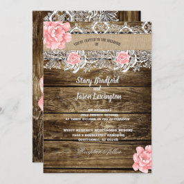 Convite Casamento Rustic Barn Wood & Lace