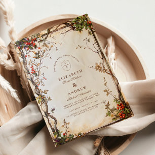 Convite Casamento Rustic Berry Branch