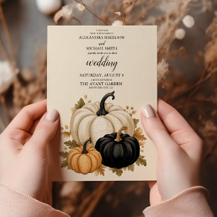 Convite Casamento Rustic Black and White Pumpkin
