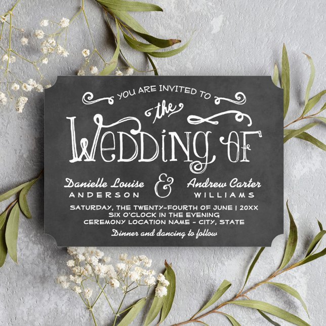 Convite Casamento Rustic Black Chalkboard (Criador carregado)