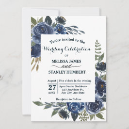 Convite Casamento Rustic Blue Eucalyptus Watercolor