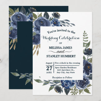 Convite Casamento Rustic Blue Eucalyptus Watercolor