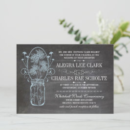Convite Casamento Rustic Blue Mason Jar Chalkboard