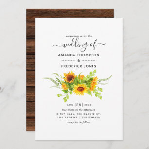 Convite Casamento Rustic Bohemian Sunflower