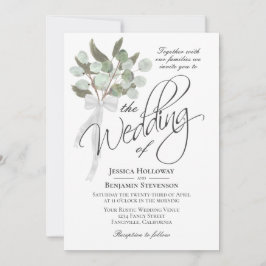 Convite Casamento Rustic Boho Buquê Eucalyptus Watercolor
