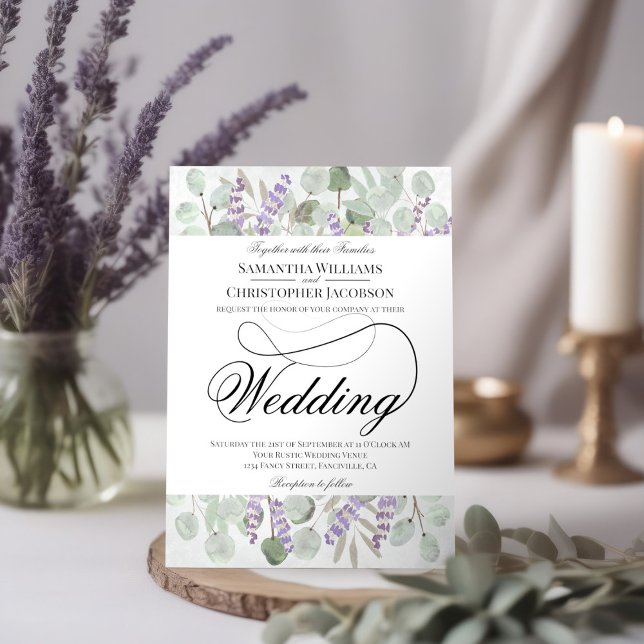Convite Casamento Rustic Boho Chic Eucalyptus & Lavanda (Criador carregado)