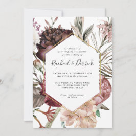 Convite Casamento Rustic Boho Floral Fantasy