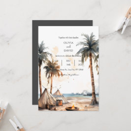 Convite Casamento Rustic Boho Palm Landscape Beach