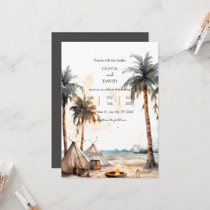 Convite Casamento Rustic Boho Palm Landscape Beach