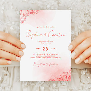 Convite Casamento Rustic Boho Watercolor Foliage Terracott