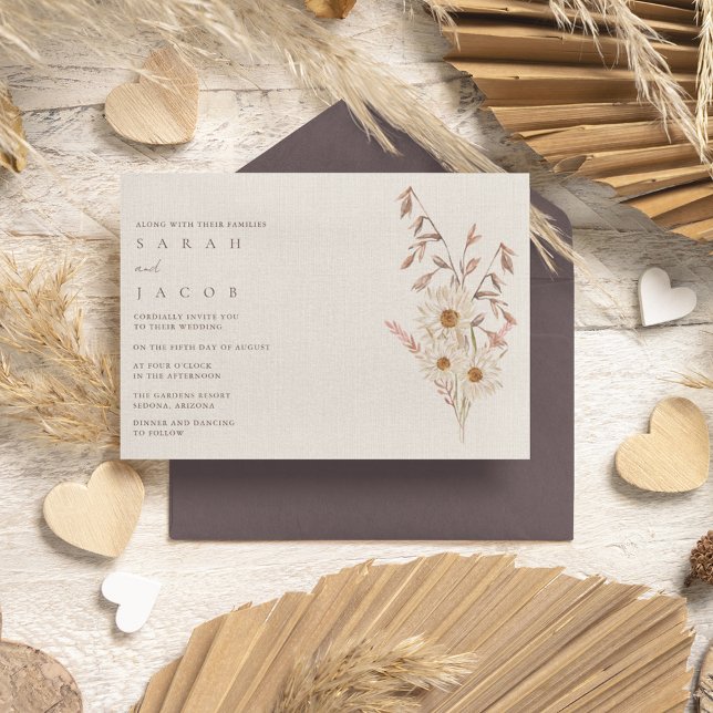 Convite Casamento Rustic Boho Wildflower Bohemian (Rustic Boho Wildflower Bohemian Wedding Invitation)
