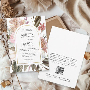 Convite Casamento Rustic Boho Wildflower com código QR