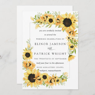 Convite Casamento Rustic Boho Yellow Sunflower Summer