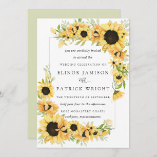 Convite Casamento Rustic Boho Yellow Sunflower Summer