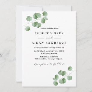 Convite "Casamento Rustic Botanical Eucalyptus Greenery