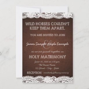 Convite Casamento Rustic Brown and White Lace Country