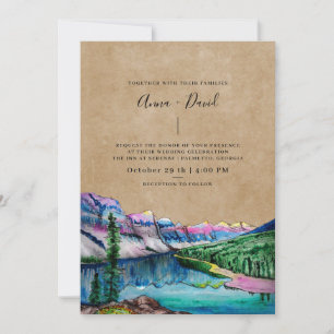 Convite Casamento Rustic Brown Paper Mountain Forest