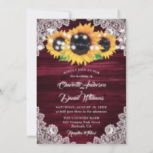 Casamento Rustic Burgundy Burlap Lace Sunflower