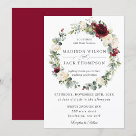 Convite Casamento Rustic Burgundy Ivory White Flath