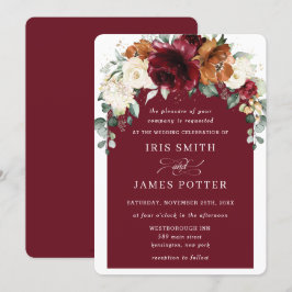 Convite Casamento Rustic Burgundy Orange Ivory Floral Arch