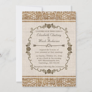 Convite Casamento Rustic Burlap Lace