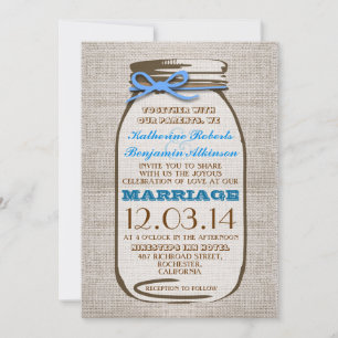 Convite Casamento Rustic Burlap Mason Jar