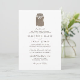 Convite Casamento Rustic Burlap Mason Jar