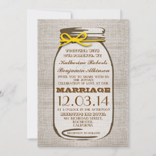 Convite Casamento Rustic Burlap Mason Jar