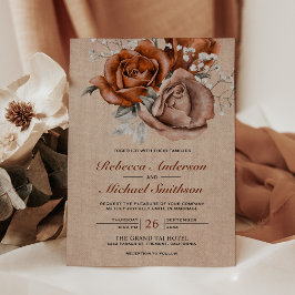 Convite Casamento Rustic Burlap Orange Rosa Terracotta
