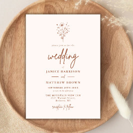 Convite Casamento Rustic Burnt Orange Botanicals