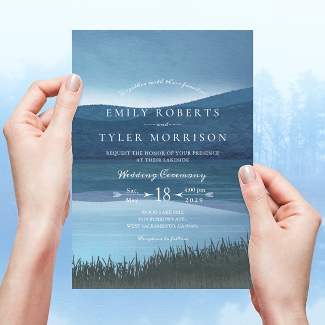 Convite Casamento Rustic Calming Lakeside (Criador carregado)