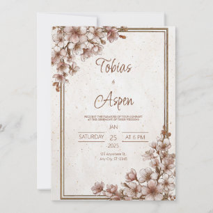 Convite Casamento Rustic Cherry Blossom
