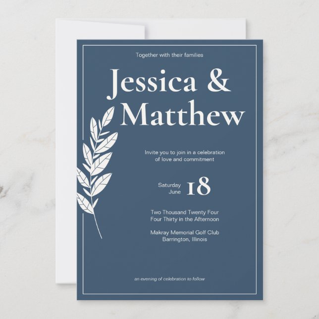 Convite Casamento Rustic Chic All-in-One da Cinza de Slate (Frente)