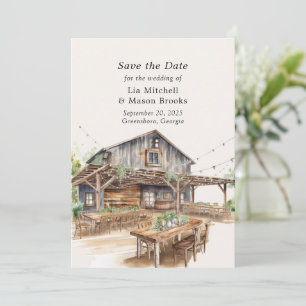 Convite Casamento Rustic Chic Barn Salve as Datas