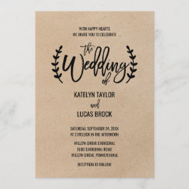 Convite Casamento Rustic Chic Faux Kraft Calliografia