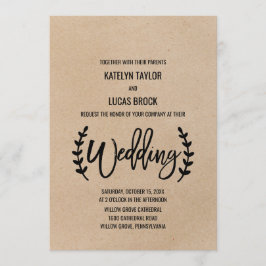 Convite Casamento Rustic Chic Faux Kraft Calliografia