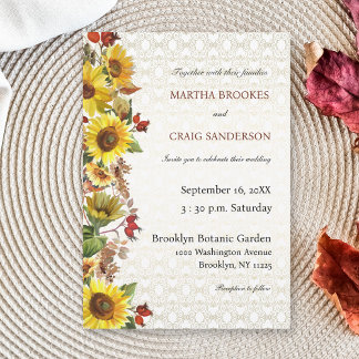 Convite Casamento Rustic Chic Yellow Sunflower Country