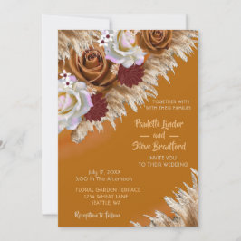 Convite Casamento Rustic Cinnamon Wildflower Terracotta