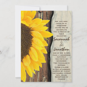 Convite Casamento Rustic Cottage Chic Sunflower