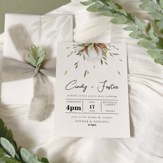 Convite Casamento Rustic Cotton Greenery (Criador carregado)