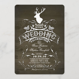 Convite Casamento Rustic Country Deer Antlers Barn